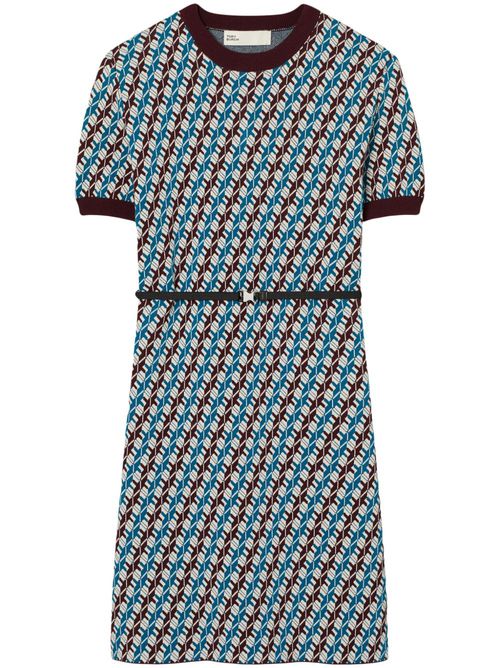 Jacquard-weave sweater dress - Blue