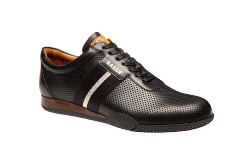 Frenz Men's 6230483 Black Perforated Leather Sneakers