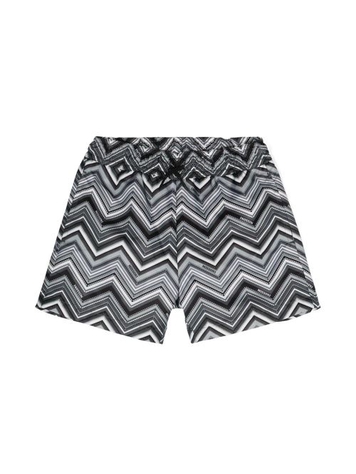 Chevron-print swim shorts - Black