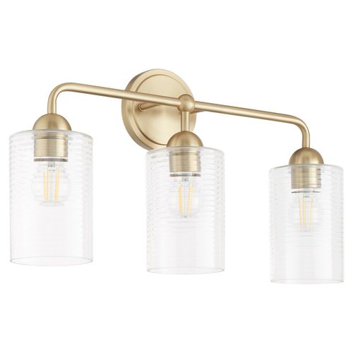 Aged Brass Three Light Vanity from the Charlotte Collection