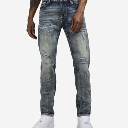 Men's Distressed 5Pkt Basic Slim Jeans in Blue
