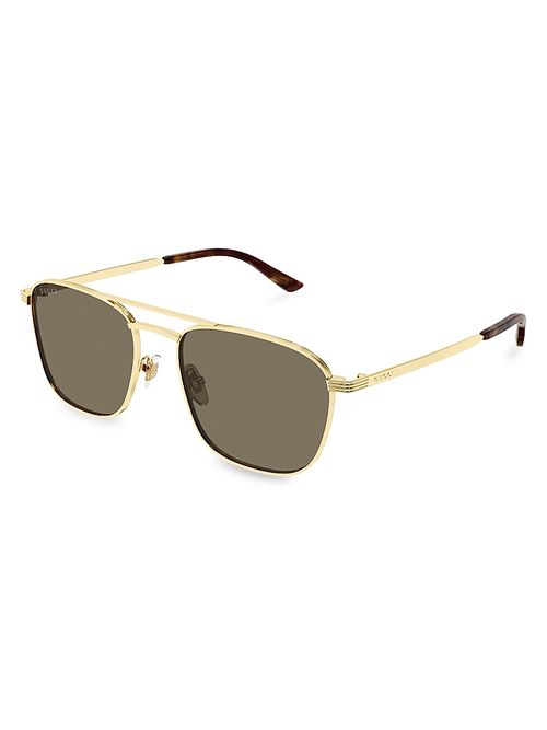 Men's New Light Metal 54MM Square Sunglasses - Gold Green