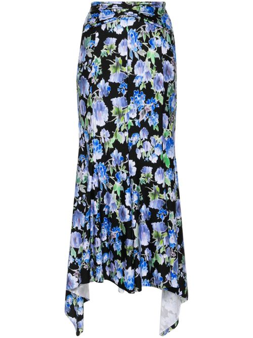 Floral-print midi skirt - Blue