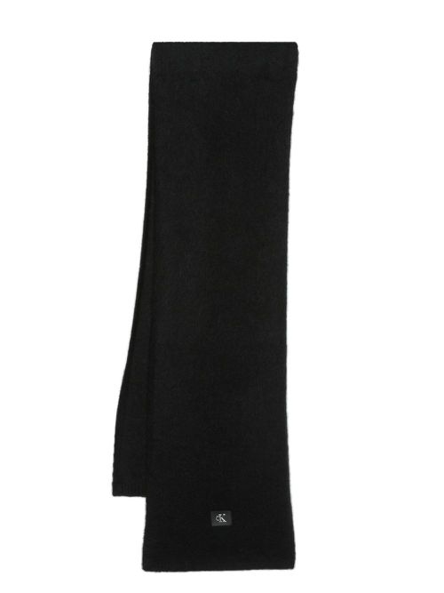 Logo-patch wraparound-style scarf - Black