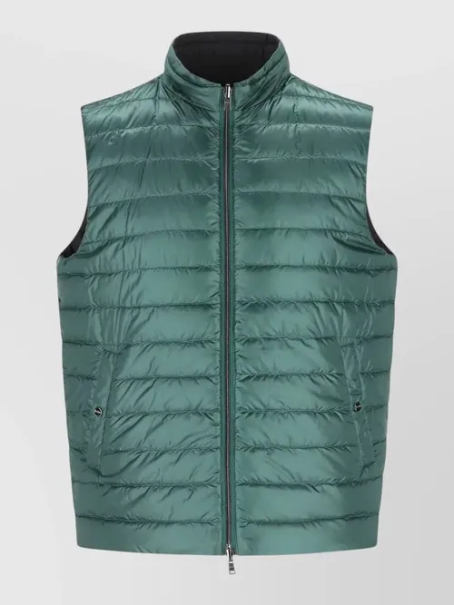 Herno - reversible sleeveless jacket front pockets high neck