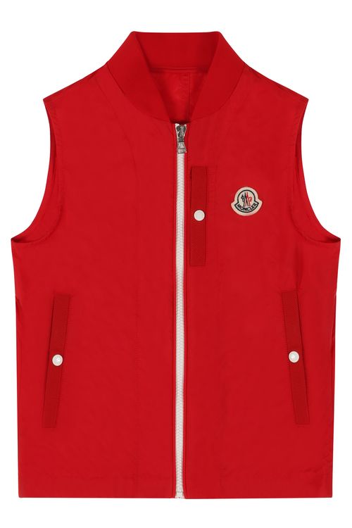 Boys Sleeveless Jacket with Front Logo Patch