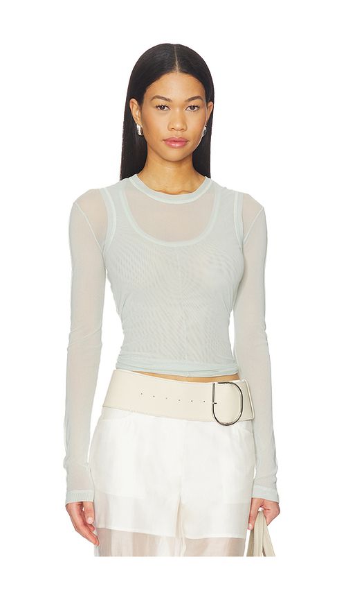Helmut Lang Mesh Layered Long Sleeve Top in Mint. S. Also in XS