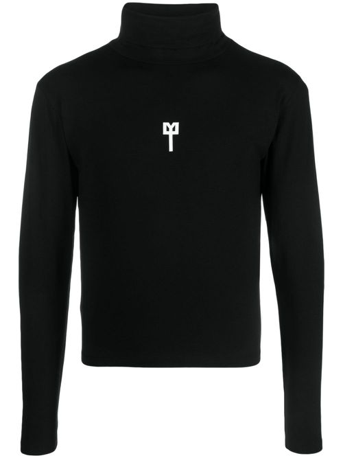 Logo-print roll-neck jumper - Black