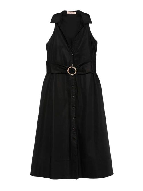 Midi dress with belt