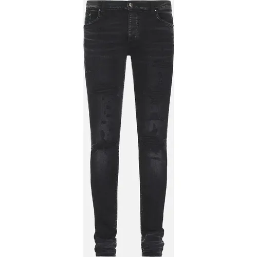 Men's Amiri Slim Fit Thrasher Plus Aged Black Denim Jeans - Size: 30/32