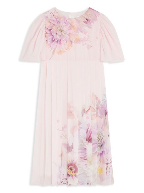 Floral-print chiffon dress - Pink