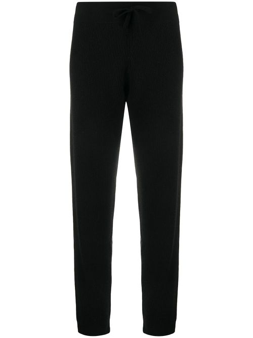 Ribbed-knit track pants - Black
