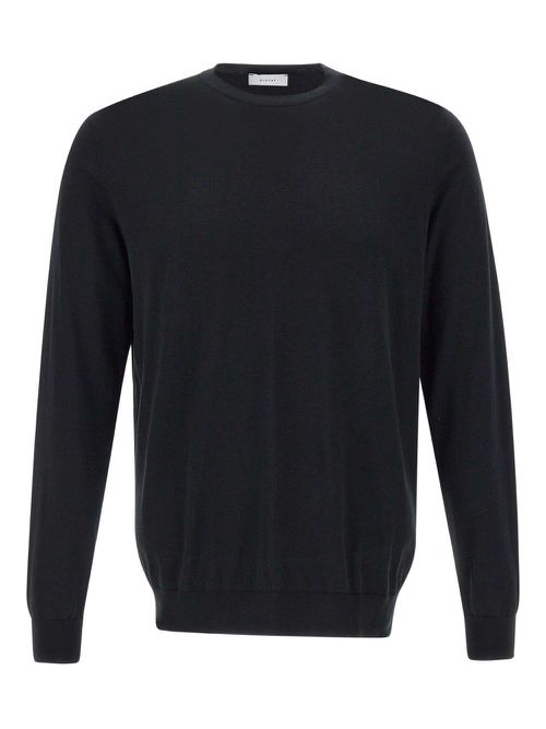 Crew-neck cotton sweater - Black