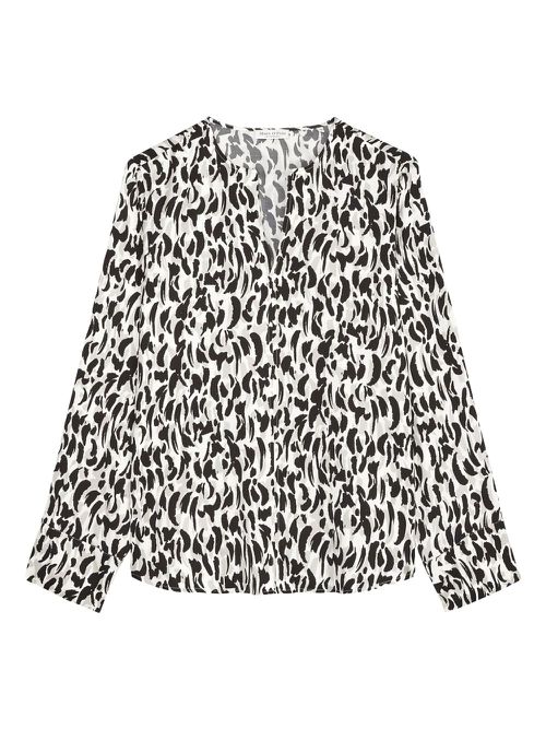 Animal-print button-up blouse - White
