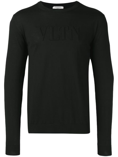 Logo-embossed wool jumper - Black