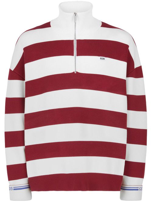 Striped half-zip sweatshirt - Red