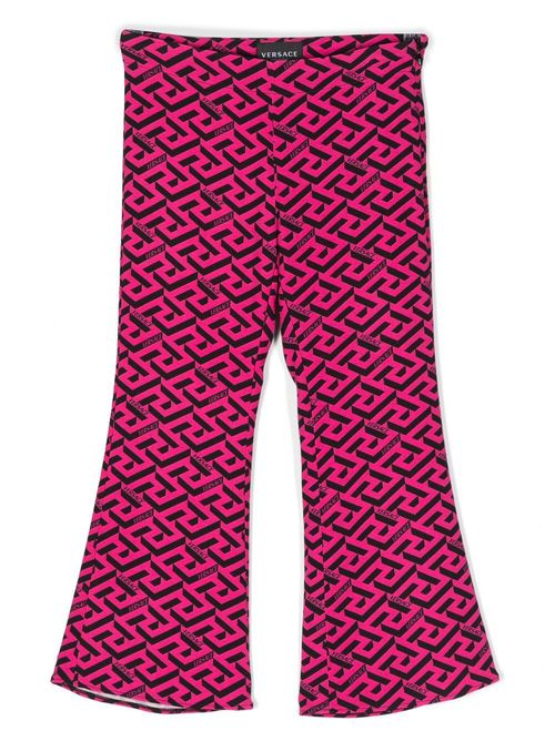 Greta-print flared trousers - Pink