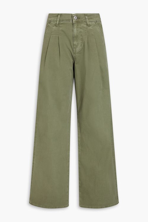 Veronica Beard - Mia stretch-cotton twill wide-leg pants - Green - 25