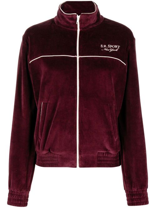 Logo-embroidered zipped jacket