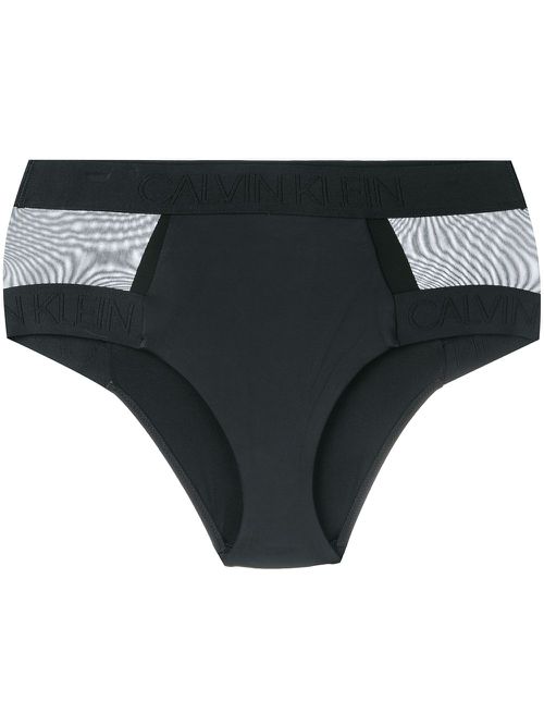 Sheer panel bikini bottoms - Black