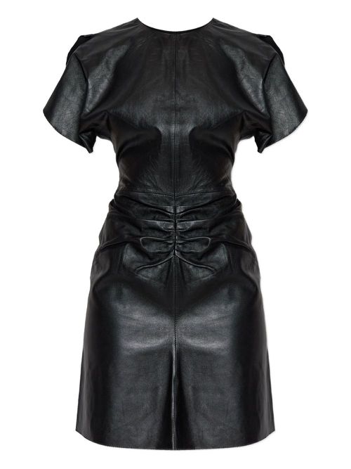 Ruched leather mini dress - Black