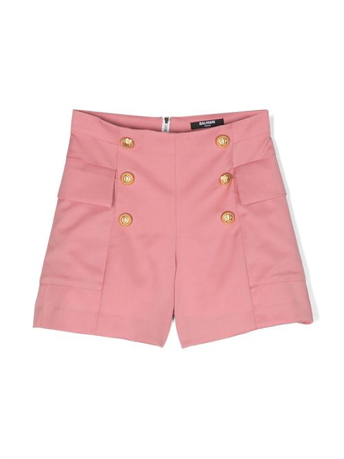 Button-detail zip-up shorts - Pink