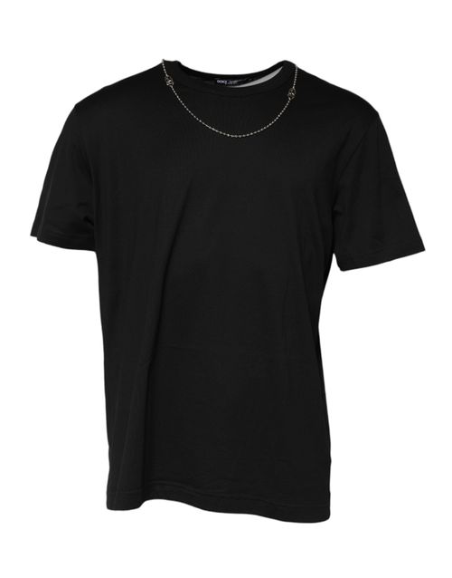 Chain Necklace Embellished T-Shirt — Black