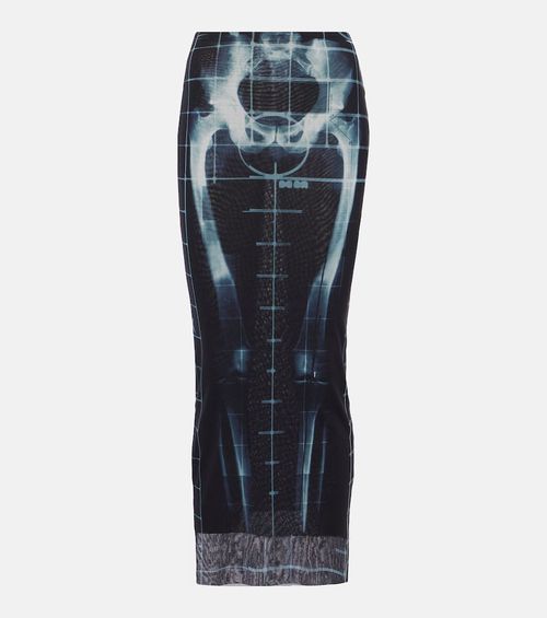 Squeletor semi-sheer mesh maxi skirt
