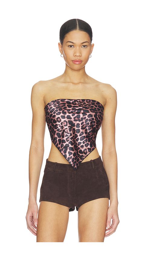 Superdown Klara Scarf Top in Pink,Black. L. Also in M, S, XL
