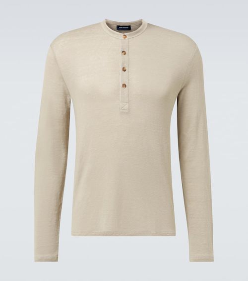 Linen-blend Henley shirt