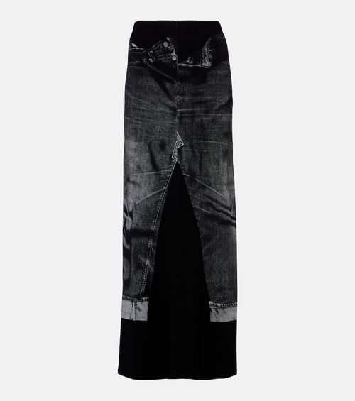 Trompe l'ail jersey maxi skirt