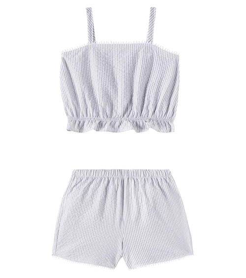 Il Gufo Cotton top and shorts set