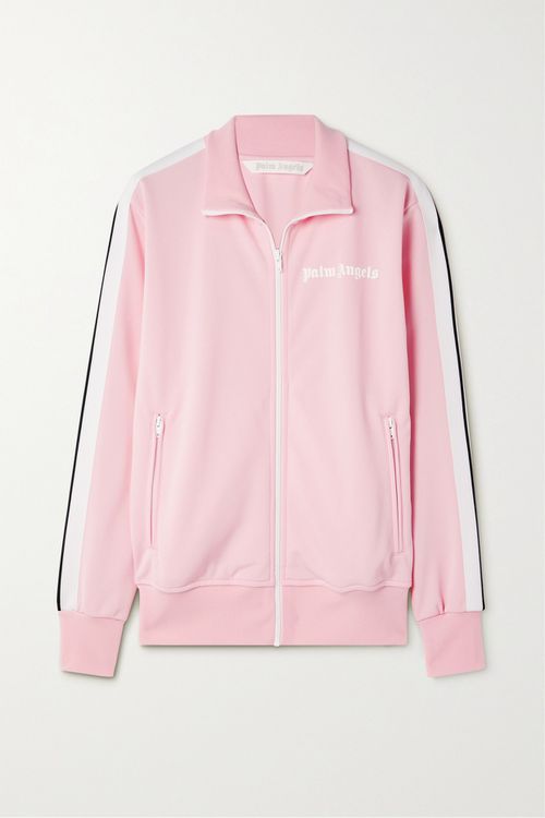 Striped Printed Jersey Track Jacket - Pink - x small