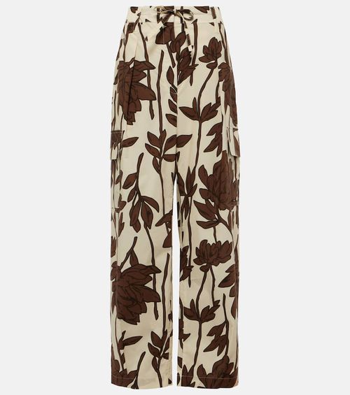 Printed cotton poplin cargo pants