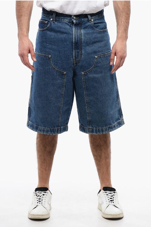 Multipocketed Mid Wash Denim Shorts