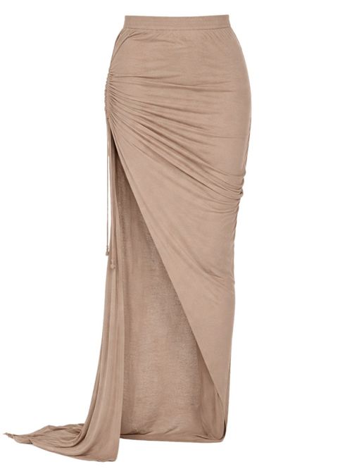 Beige Solid Maxi Skirt