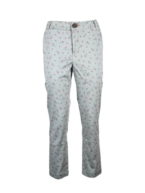 Multicolor Floral Print Cotton Straight-Leg Pants