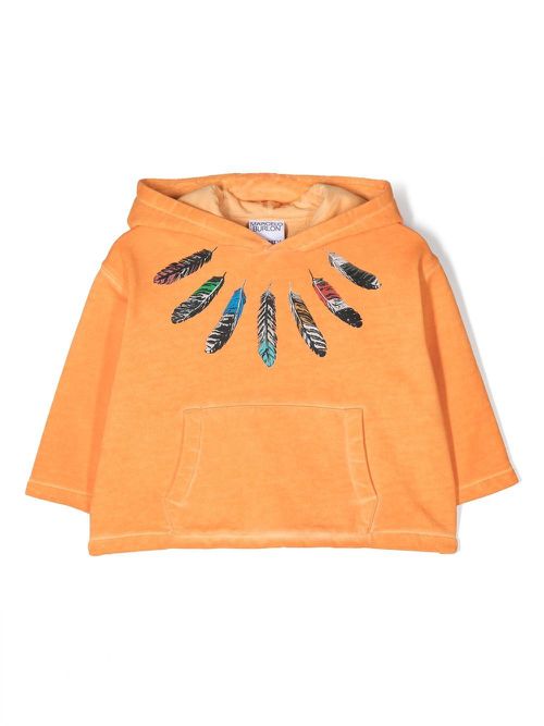 Feather-motif hoodie - Orange