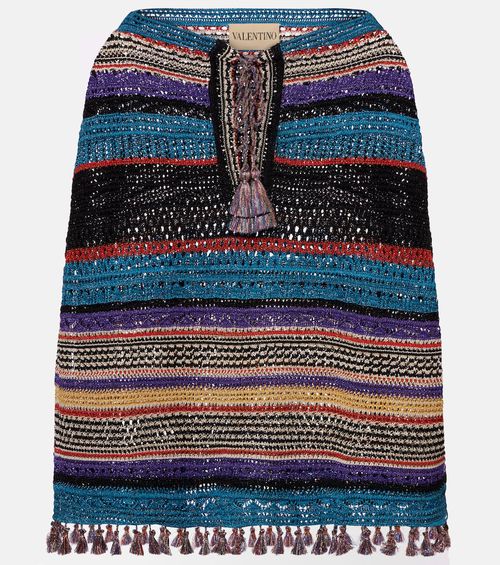 Crochet striped lamé poncho