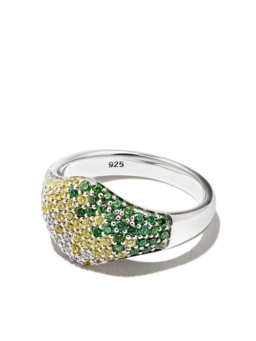 Gradient crystal-embellished ring - Silver