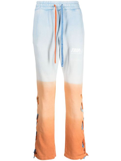 Lace-up detail cotton track pants - Blue