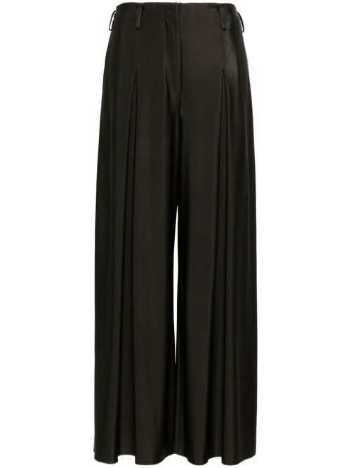 Pleated wide trousers - Brown