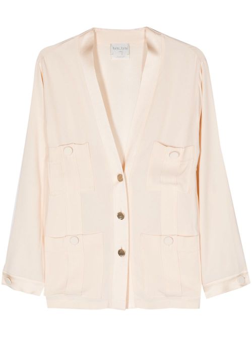 Single-breasted crepe cardigan - Neutrals