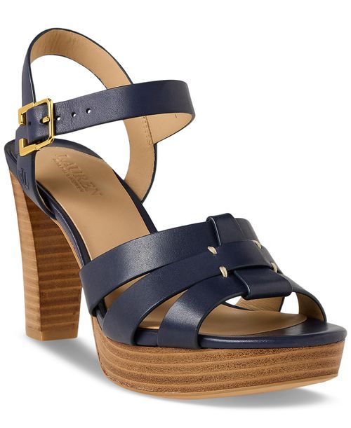 chinese dress ladies Open-Toe Navy Blue Wedge Formal Prom Shoes with Beads– PromGirl main image 1