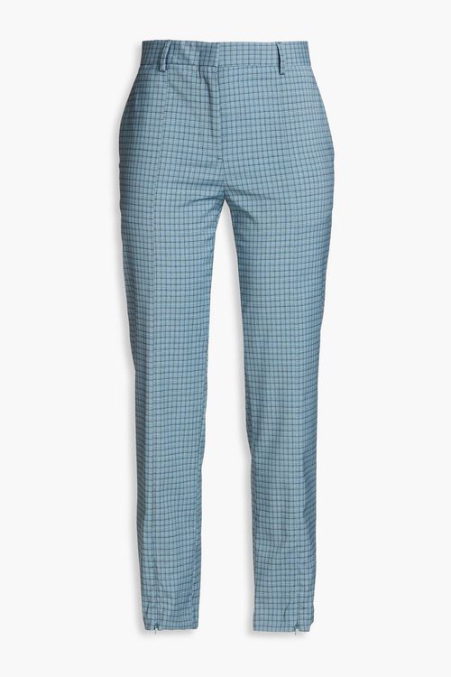 Checked wool-blend tapered pants