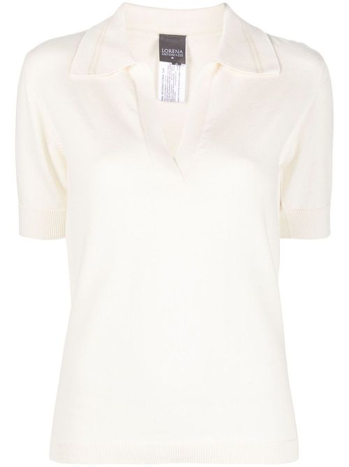Short-sleeve knitted polo shirt - Neutrals