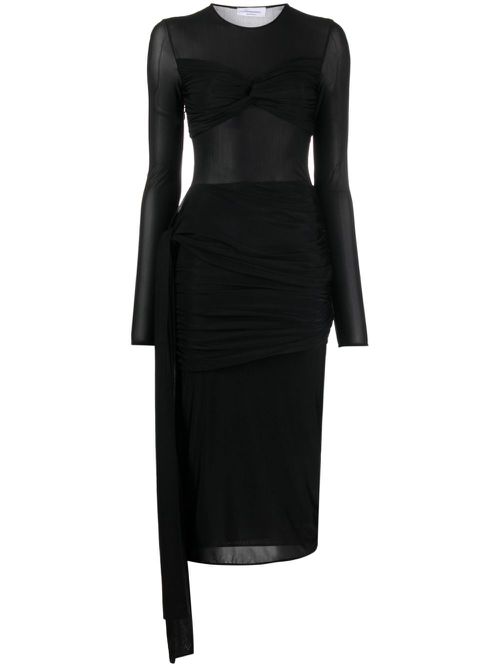 Draped-detail midi dress - Black