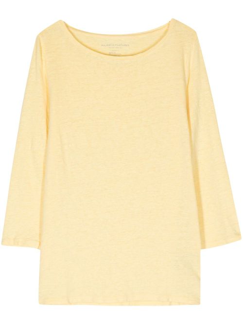 Textured linen-blend T-shirt - Yellow