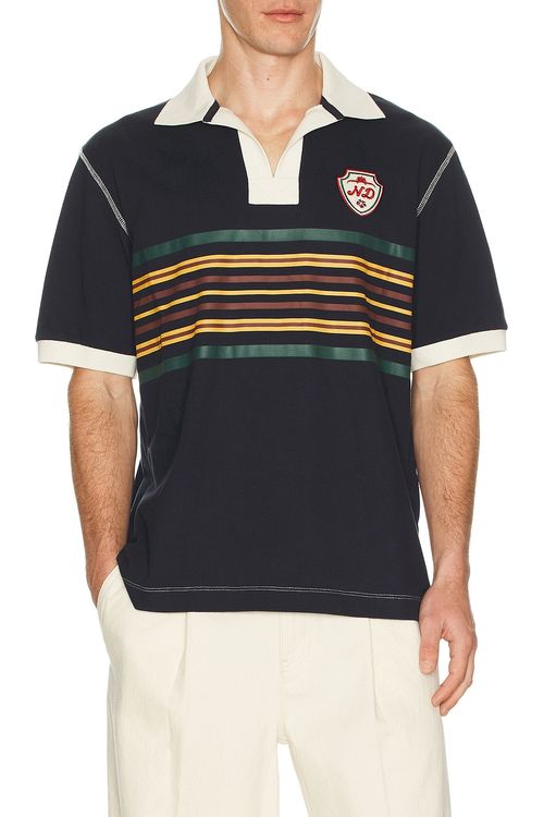 Nicholas Daley Striped Rugby Polo in Navy - Navy. L also in M, XL/1X