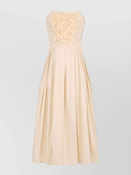 Elisabetta Franchi - strapless floral midi dress pleated skirt